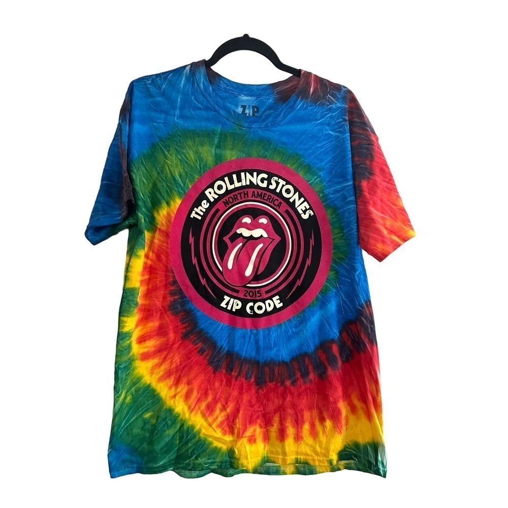 The Rolling Stones Zip Code Concert Tour Rainbow Tie-Dye Tee Shirt - Large